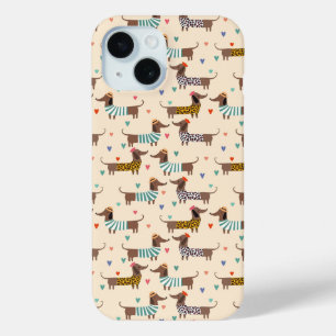 Coque Pour iPhone 15 Dachshunds drôles en chapeaux et écharpes
