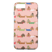 Coques Case-Mate iPhone Dachshunds sur rose (Dos)