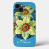 Coques Case-Mate iPhone Daffodiques jaune bleu nommé (Verso)