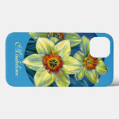 Coques Case-Mate iPhone Daffodiques jaune bleu nommé (Verso (horizontal))