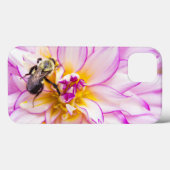 Coques Case-Mate iPhone Dahlia blanc et rose avec bourdon (Verso (horizontal))