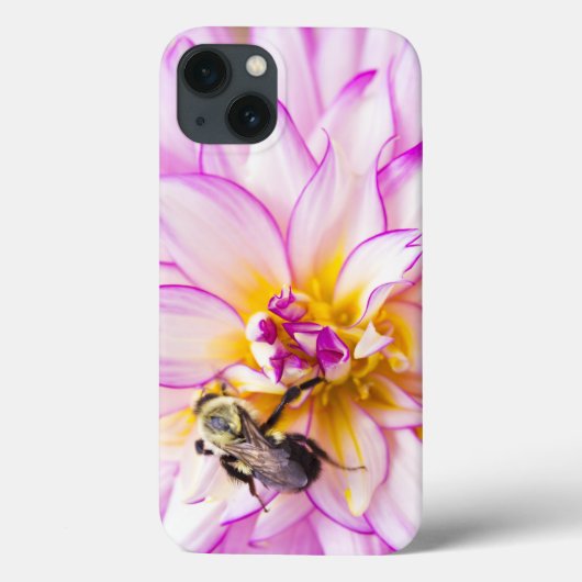 Coques Case-Mate iPhone Dahlia Blanche Et Rose Avec Bumble Bee (Verso)
