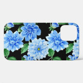 Coques Case-Mate iPhone Dahlia Bleu Sur Noir (Verso (horizontal))