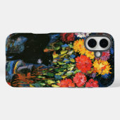 Coques Case-Mate iPhone Dahlias et Chat noir, peinture d'art (Verso (horizontal))