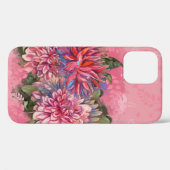 Coques Case-Mate iPhone Dahlias fleurs rose aquarelle (Verso (horizontal))