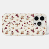 Coques Case-Mate iPhone Dainty Gold Maroon motif floral (Verso (horizontal))