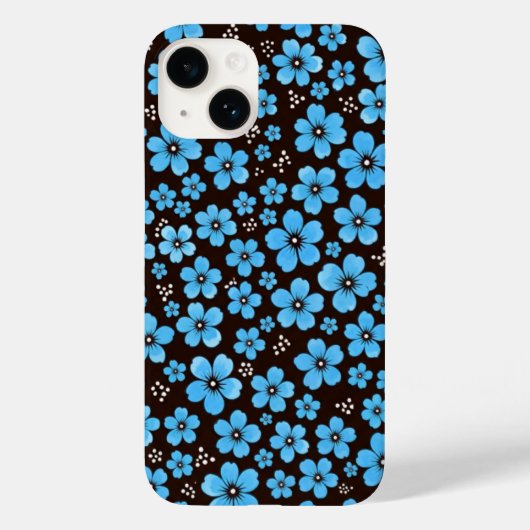Coques Case-Mate iPhone Dainty Sky Blue Floral Chintz Pattern Black iPhone (Verso)