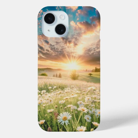 Coques Case-Mate iPhone Daisies Flowers Meadow Sunrise (Verso)