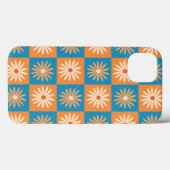 Coques Case-Mate iPhone Daisy à carreaux sur damier bleu et orange (Verso (horizontal))