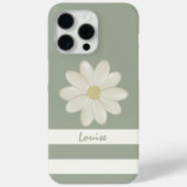 Coques Case-Mate iPhone Daisy Flower Cream Stripes Sage Green Name (Verso)