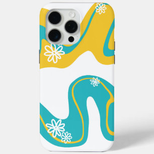Coque iPhone 15 Pro Max Daisy Groove - Turquoise et jaune