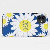 Coques Case-Mate iPhone Daisy Monogram Marine Bleu blanc et jaune (Dos (Horizontal))