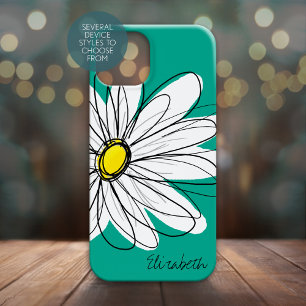 Coque Pour iPhone 15 Daisy tendance Floral Illustration Nom personnalis