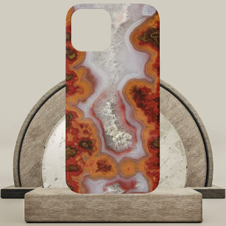 Coque Pour iPhone 15 Dalle d'agate rouge et orange