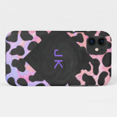 Coques Case-Mate iPhone Dalmatien Monogramme Noir et Rose (Dos (Horizontal))