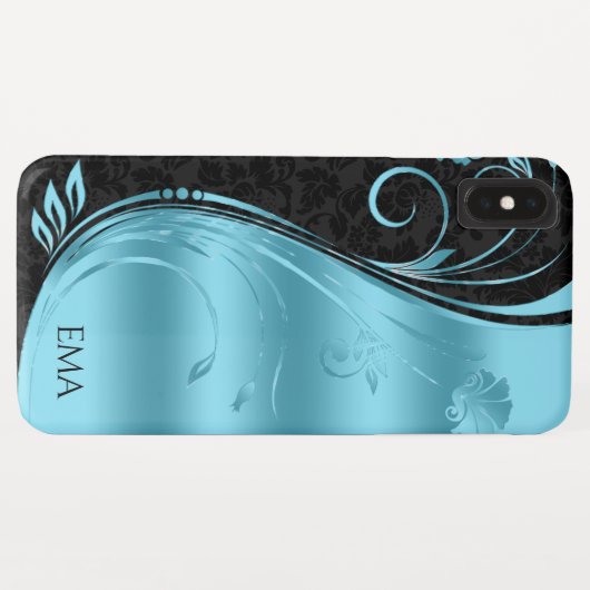 Coques Case-Mate iPhone Damas Bleu Noir Et Fils (Dos (Horizontal))