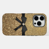 Coques Case-Mate iPhone Damas d'or, ruban et Parties scintillant (Verso (horizontal))