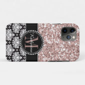 Coques Case-Mate iPhone Damas et Parties scintillant rose, Monogramme (Dos (Horizontal))