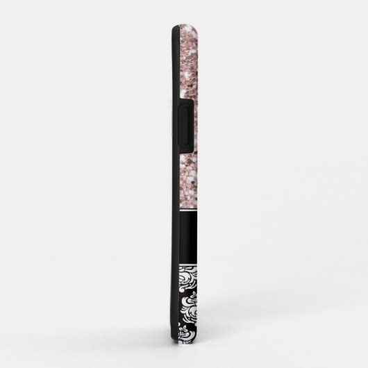 Coques Case-Mate iPhone Damas et Parties scintillant rose, Monogramme (Dos/Droite)