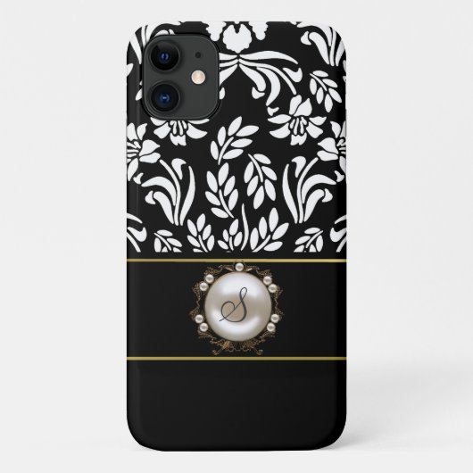 Coques Case-Mate iPhone Damas florales noir et blanc (Dos)