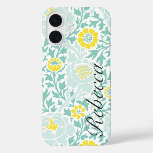 Coques Case-Mate iPhone Damas florales rétro avec nom personnalisé (Verso)