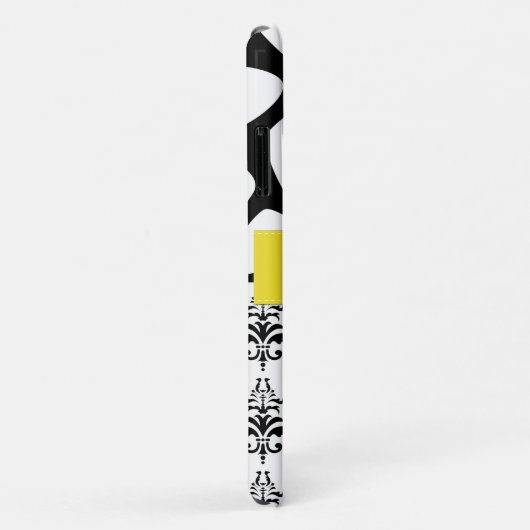 Coques Case-Mate iPhone Damas, Giraffe, Noir et Blanc, Monogramme (Dos/Droite)