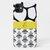Coques Case-Mate iPhone Damas, Giraffe, Noir et Blanc, Monogramme (Dos)