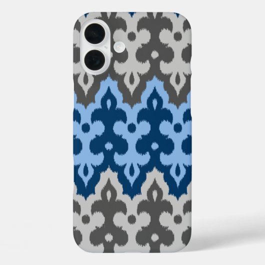Coques Case-Mate iPhone Damas Ikat marocain, bleu et gris / gris (Verso)