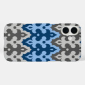 Coques Case-Mate iPhone Damas Ikat marocain, bleu et gris / gris (Verso (horizontal))