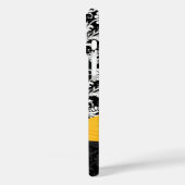 Coques Case-Mate iPhone Damas jaune et blanc imprimé Faux Rhinestone (Verso / Gauche)