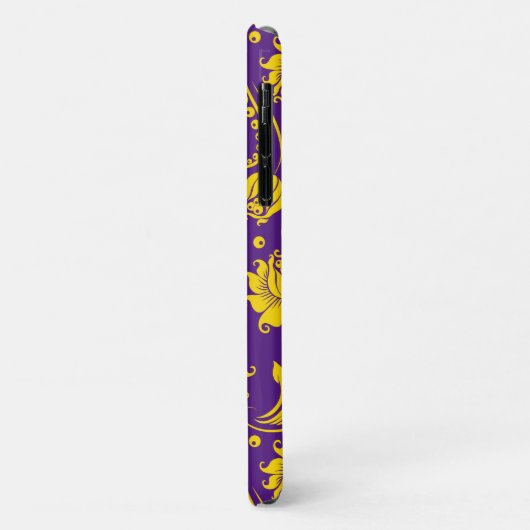 Coques Case-Mate iPhone Damas jaunes sur violet (Dos/Gauche)