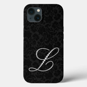 Case-Mate iPhone Case Damas noires, diamants lettre L