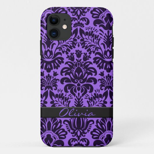 Coques Case-Mate iPhone Damas pourpre avec le nom (Dos)