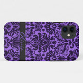 Coques Case-Mate iPhone Damas pourpre avec le nom (Dos (Horizontal))