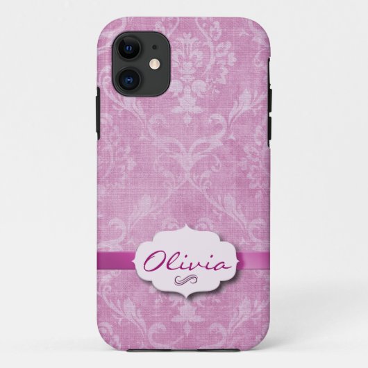 Coques Case-Mate iPhone Damas rose avec plaque signalétique (Dos)