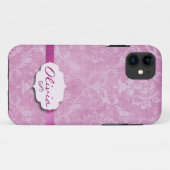 Coques Case-Mate iPhone Damas rose avec plaque signalétique (Dos (Horizontal))