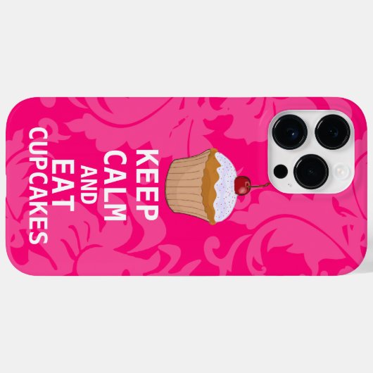 Coques Case-Mate iPhone Damas Rose Chaud GARDER CALME ET Manger Cupcakes (Verso (horizontal))