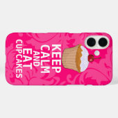 Coques Case-Mate iPhone Damas Rose Chaud GARDER CALME ET Manger Cupcakes (Verso (horizontal))