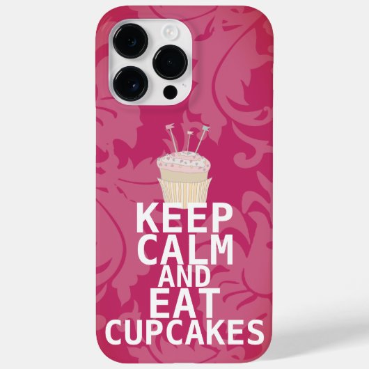 Coques Case-Mate iPhone Damas Rose Chaud GARDER CALME ET Manger Cupcakes (Verso)