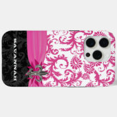 Coques Case-Mate iPhone Damas rose Personnalisé Fleur de lis (Verso (horizontal))