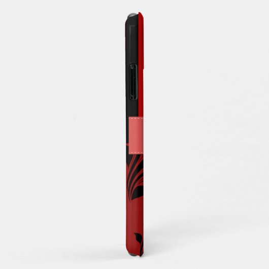 Coques Case-Mate iPhone Damas Rouges, Rayures Rouges, Rayures, Monogramme (Dos/Droite)