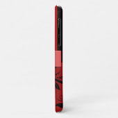 Coques Case-Mate iPhone Damas Rouges, Rayures Rouges, Rayures, Monogramme (Dos/Gauche)