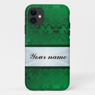 Coques Pour iPhone Damas vert avec ruban