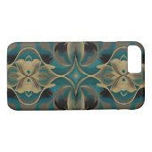 Coques Case-Mate iPhone Damask Fleurs Motifs répétitives sans fil Turquois (Dos (Horizontal))