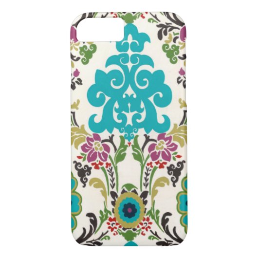 Coques Case-Mate iPhone Damask Floral Patterns Plum Turquoise (Dos)