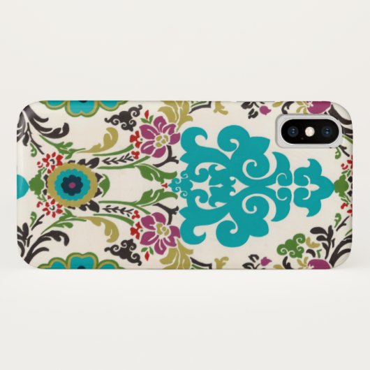Coques Case-Mate iPhone Damask Floral Patterns Plum Turquoise (Dos (Horizontal))