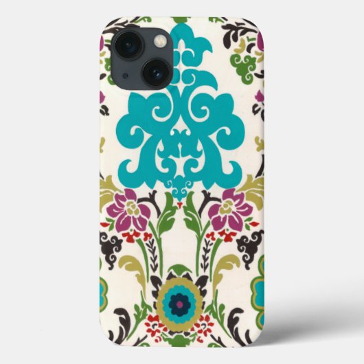 Coques Case-Mate iPhone Damask Floral Patterns Plum Turquoise (Verso)