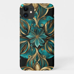 Case-Mate iPhone Case Damask Flower Gold Emerald Black