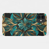 Coques Case-Mate iPhone Damask Flower Gold Emerald Black (Dos (Horizontal))