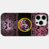 Coques Case-Mate iPhone DAMASK GEM MONOGRAM Améthyste pourpre (Verso (horizontal))
